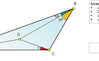 خطوط AD و ‌BD یکدیگر را درون مثلث ملاقات میکنند. مقدار زاویه x در شکل چقدر است؟