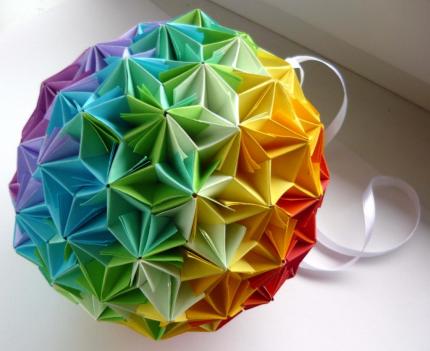 Rainbow Kusudama - رنگین کمان کوساداما