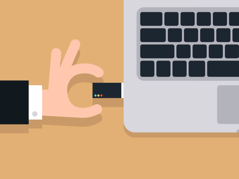 نمونه‌ای برای ورود فلش‌مموری در کامپیوتر، به ریتم این موشن‌گرافیک دقت کنید