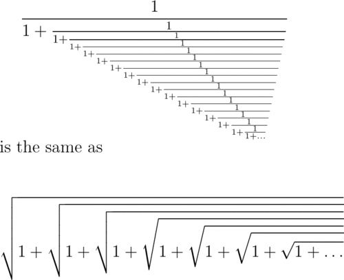 «في» (Φ) - عددي طلايي - به صورت بست نامتناهی با عدد ۱