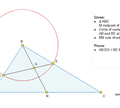 دایره به مرکز B اضلاع مثلث را در نقاط D و E قطع می‌کند. اگر M پای میانه باشد نشان دهید AB x DG=BC x EG