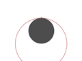 رسم شکل قلب باچرخاندن دایره‌ای با قطر ۱ واحد به دور دایره‌ای دیگر با قطر ۱/۲
