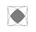 مساحت شکل حاصل از تقاطع ربع دایره‌هایی به مرکز راس‌ها و مماس بر اضلاع مربع به ضلع واحد چقدر است؟