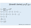 سری گرندی ۱/۲ = ... + ۱ - ۱ + ۱ - ۱ + ۱ - ۱ برابری مجموع اعداد صحیح با عدد گویای ۱/۲