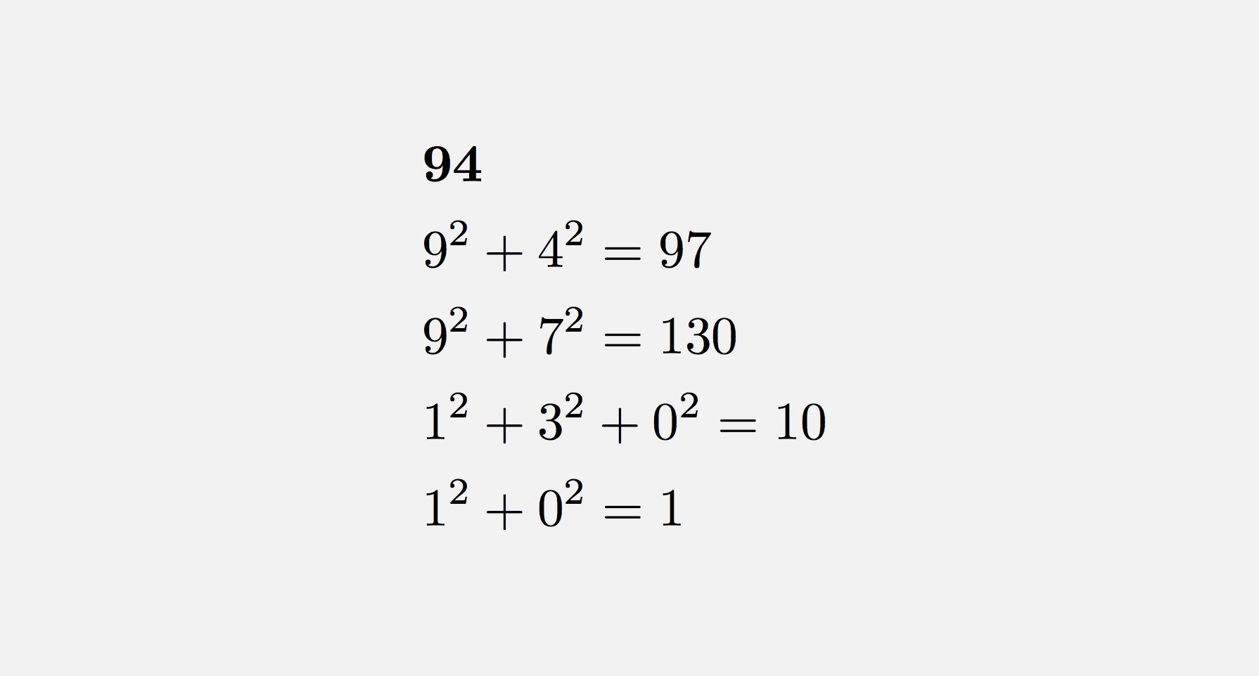 برای هر عدد طبیعی n میتوان n عدد متوالی خوشحال (Happy Number) پیدا کرد.
