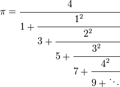 بسط عدد پی بصورت یک کسر مسلسل
