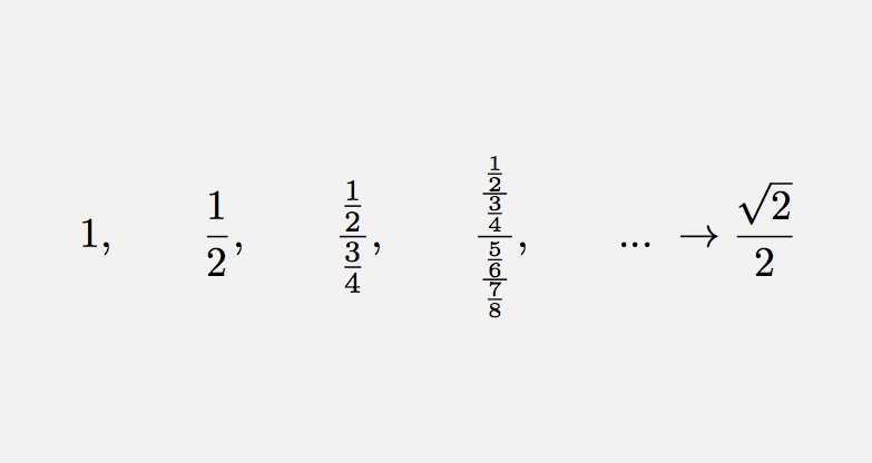2/2√ بصورت حد دنباله‌ای از اعداد گویا