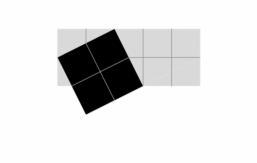 یک مربع با اضلاع ۵√ در ۵√ با یک کاغذ کادوی ۵ در ۲ قابل پوشاندن است.