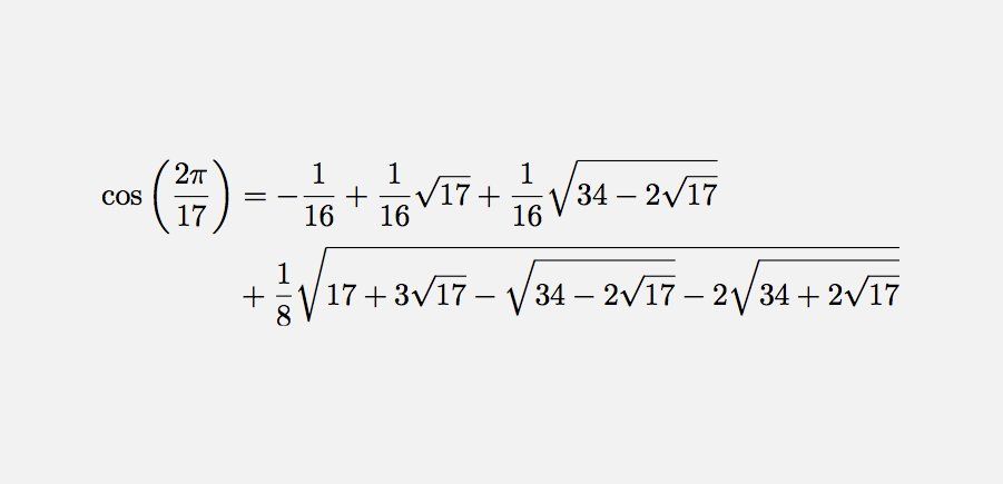 یک برابری که توسط گاوس و در سن 21 سالگی هنگام رسم 17 ضلعی معروفش کشف شد