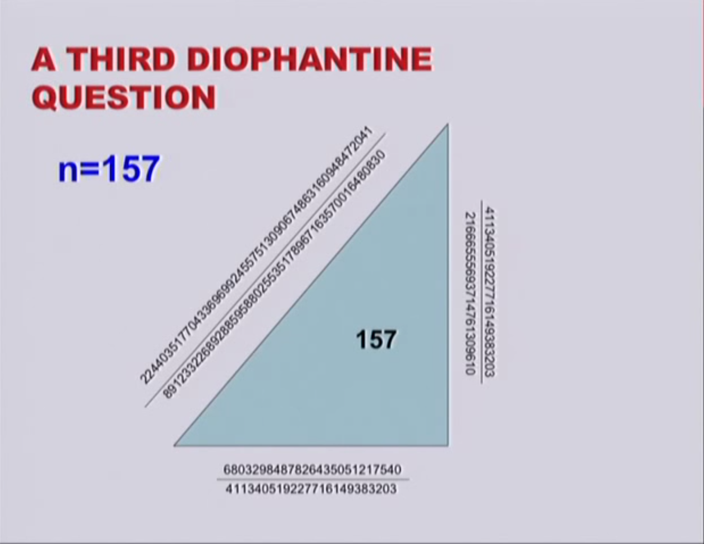 مثلثی با اضلاع گویا و مساحتی برابر ۱۵۷
