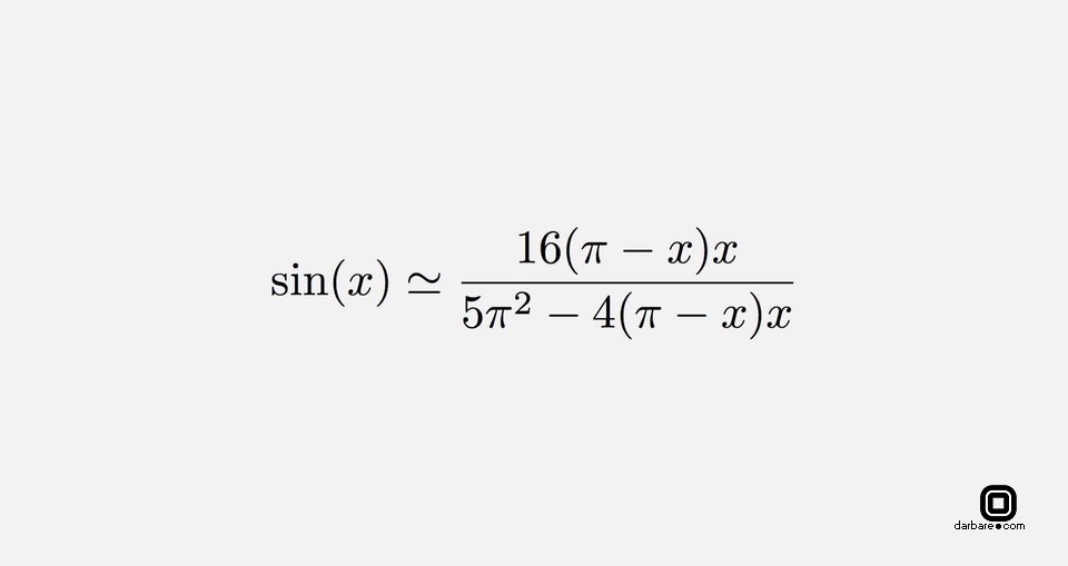 تقریبی بسیار دقیق از تابع سینوس برای مقادیر بین صفر و π که ۱۴۰۰ سال پیش توسط ریاضی‌دان هندی باهاسکارا کشف شده است