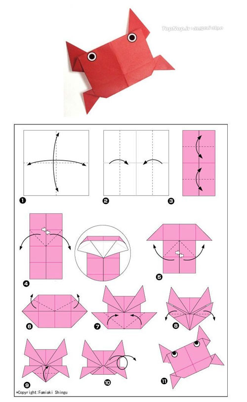 اموزش تصویری اوریگامی ساده خرچنگ