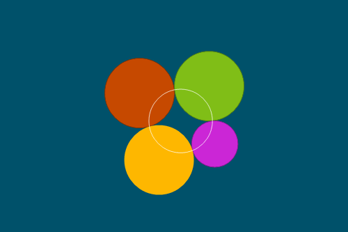 چهار نقطه تماس چهار دایره مماس بر هم روی یک دایره قرار دارند